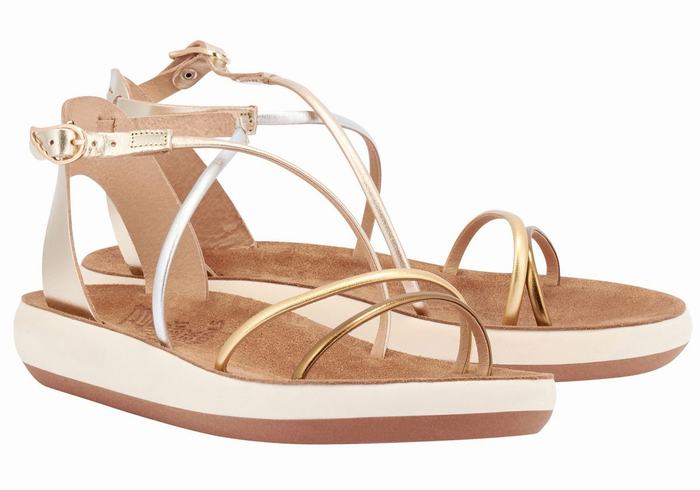 Women Ancient Greek Sandals Anastasia Comfort Ankle Strap Sandals White | PBS6984UD