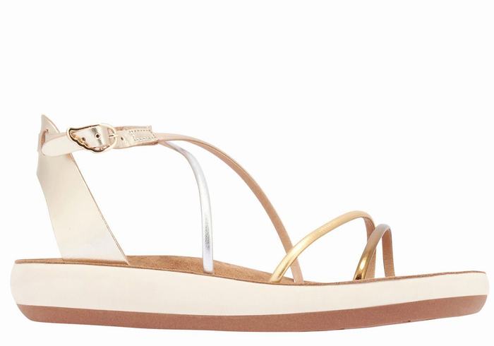 Women Ancient Greek Sandals Anastasia Comfort Ankle Strap Sandals White | PBS6984UD