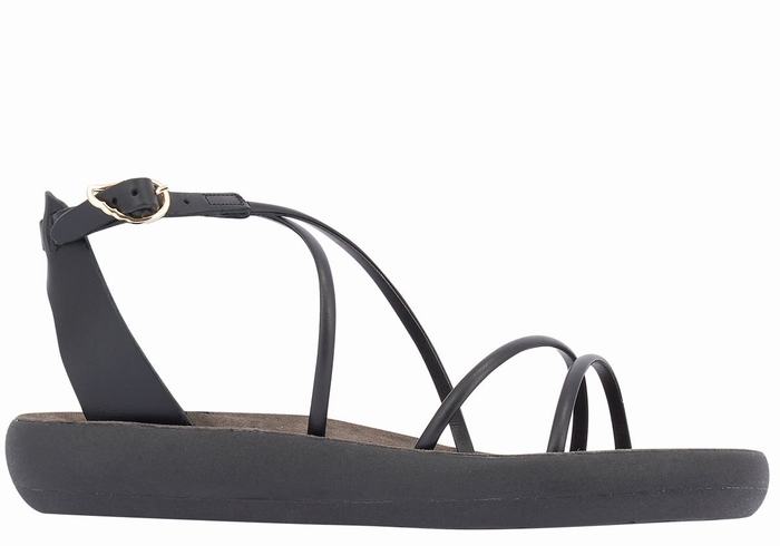 Women Ancient Greek Sandals Anastasia Comfort Ankle Strap Sandals Black | SOT5819BB