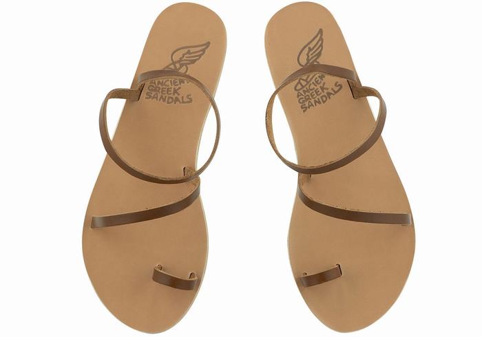 Women Ancient Greek Sandals Apli Eleftheria Leather Fisherman Sandals Dark Brown | YCM8743BV