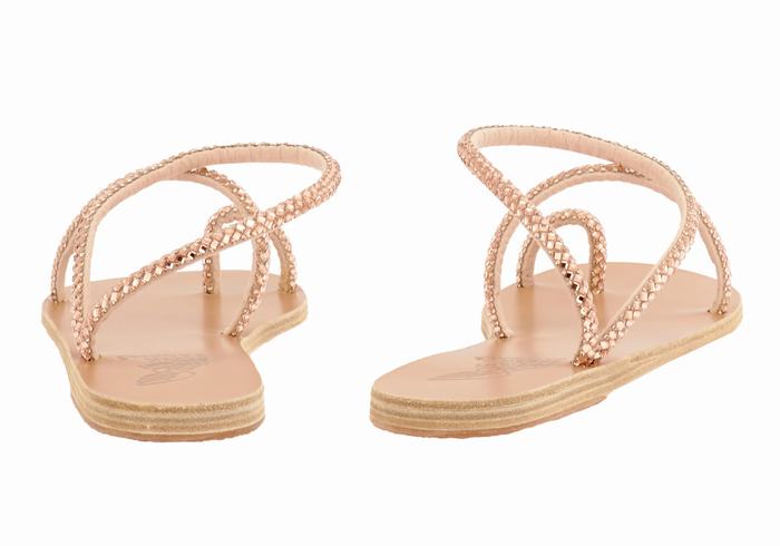 Women Ancient Greek Sandals Apli Eleftheria Toe-Post Sandals Rose Gold | ZMZ1518PF