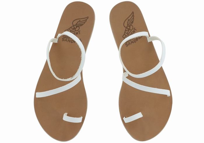 Women Ancient Greek Sandals Apli Eleftheria Leather Toe-Post Sandals White | IRN2885OU