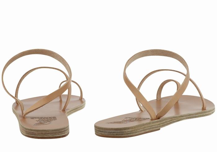 Women Ancient Greek Sandals Apli Eleftheria Leather Toe-Post Sandals Beige | EEZ3820RP