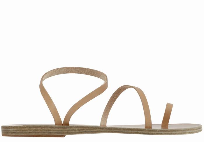 Women Ancient Greek Sandals Apli Eleftheria Leather Toe-Post Sandals Beige | EEZ3820RP