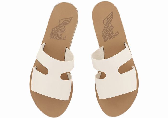 Women Ancient Greek Sandals Apteros Slide Sandals White | WUZ9540FI