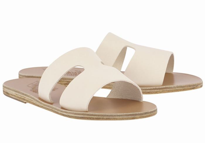 Women Ancient Greek Sandals Apteros Slide Sandals White | WUZ9540FI