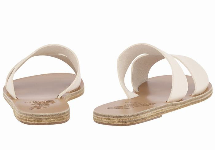 Women Ancient Greek Sandals Apteros Slide Sandals White | WUZ9540FI