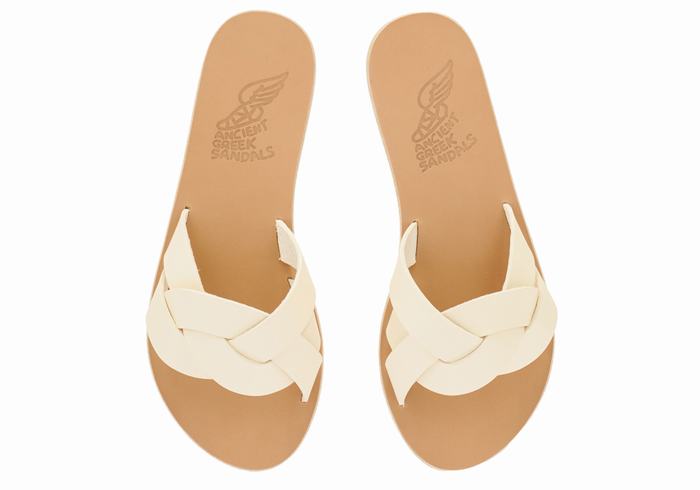 Women Ancient Greek Sandals Arachne Slide Sandals White | RYB3433LP