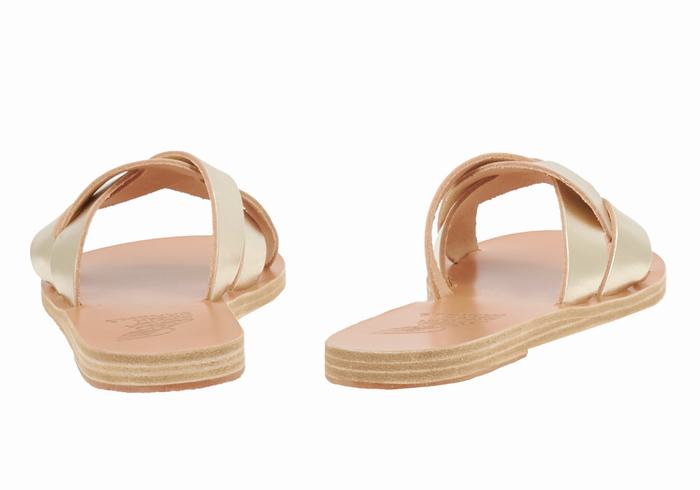 Women Ancient Greek Sandals Arachne Slide Sandals Gold White | SKU166SS