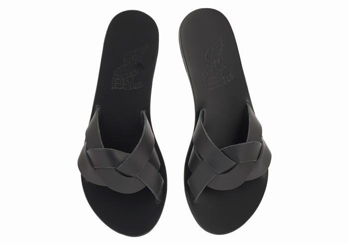 Women Ancient Greek Sandals Arachne Slide Sandals Black | GNZ7864NU