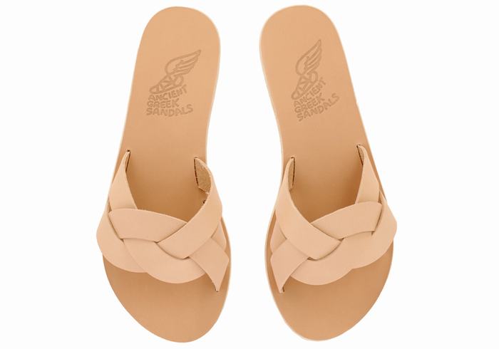 Women Ancient Greek Sandals Arachne Slide Sandals Beige | AUL8422VB