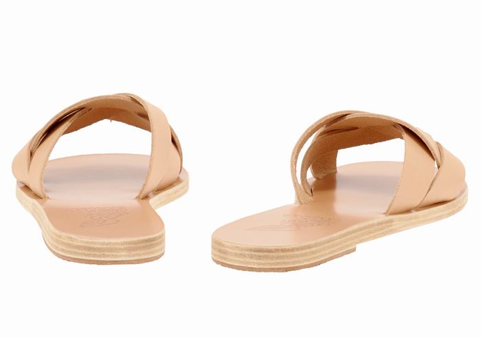 Women Ancient Greek Sandals Arachne Slide Sandals Beige | AUL8422VB