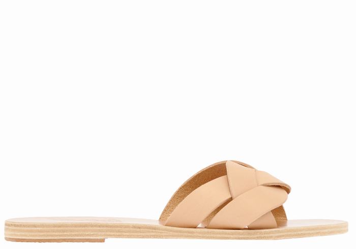 Women Ancient Greek Sandals Arachne Slide Sandals Beige | AUL8422VB