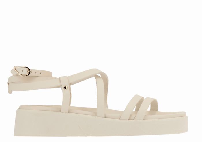 Women Ancient Greek Sandals Aristea Leather Platform Sandals White | WRS8756II