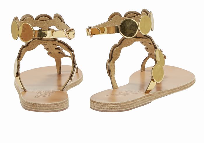 Women Ancient Greek Sandals Asteras Leather Toe-Post Sandals Gold | XAX3350LS