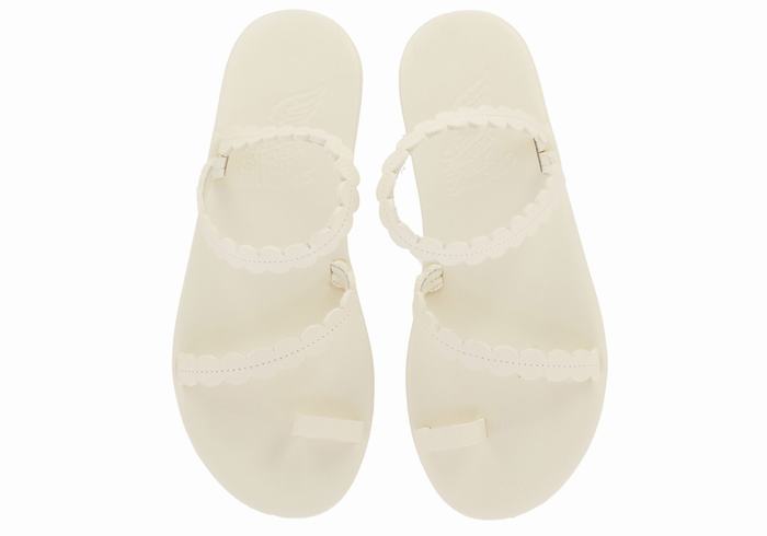 Women Ancient Greek Sandals Aura Toe-Post Sandals White | DCV3276XH