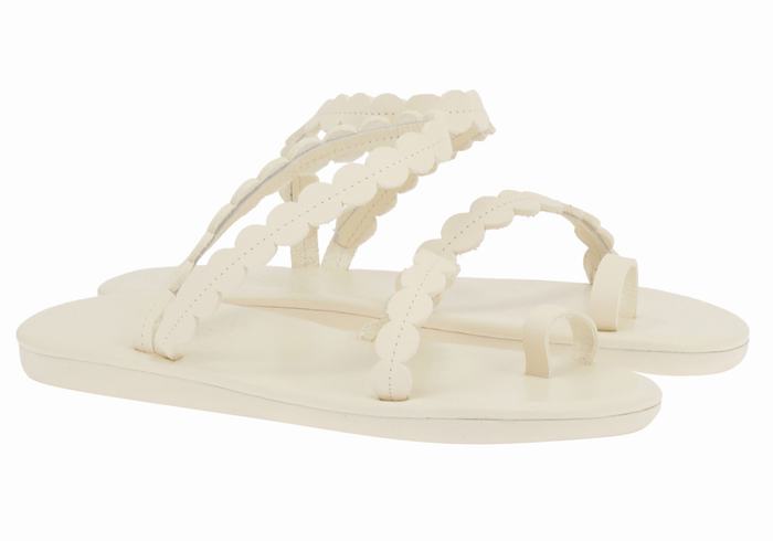 Women Ancient Greek Sandals Aura Toe-Post Sandals White | DCV3276XH