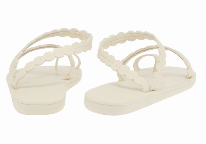 Women Ancient Greek Sandals Aura Toe-Post Sandals White | DCV3276XH