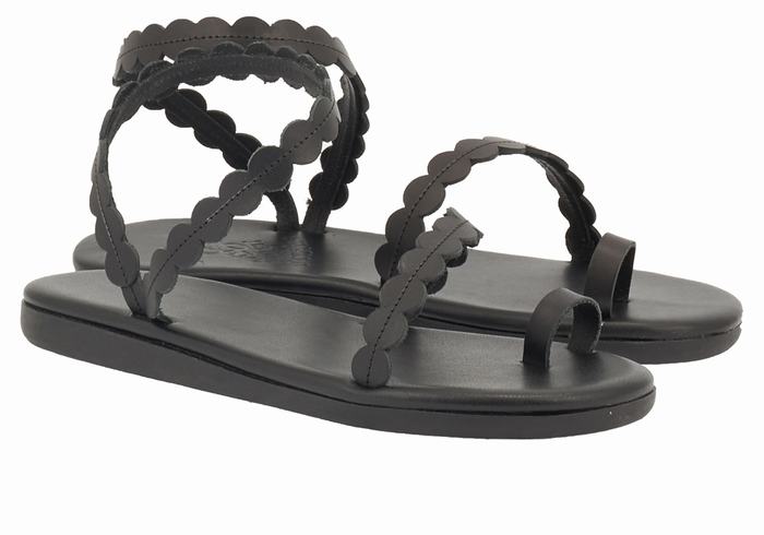 Women Ancient Greek Sandals Aura Toe-Post Sandals Black | UOS6859KE