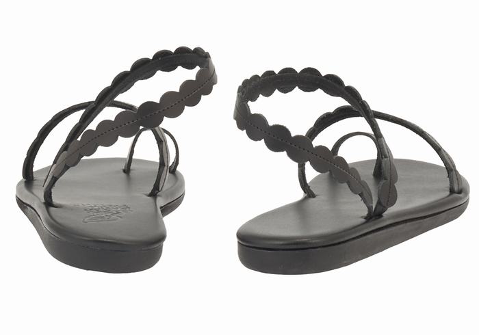 Women Ancient Greek Sandals Aura Toe-Post Sandals Black | UOS6859KE