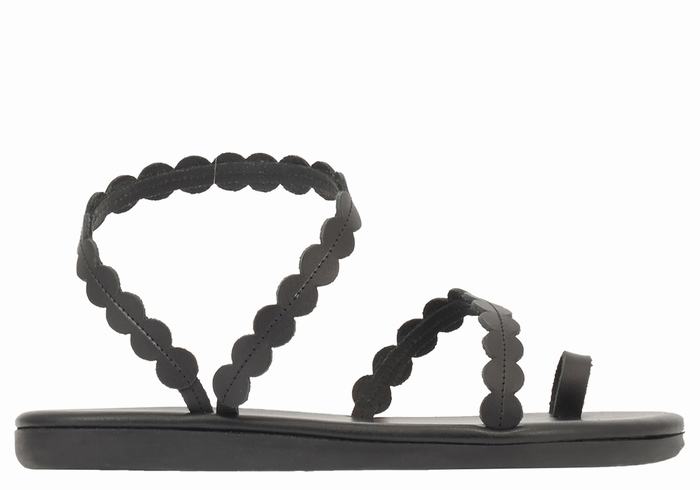 Women Ancient Greek Sandals Aura Toe-Post Sandals Black | UOS6859KE