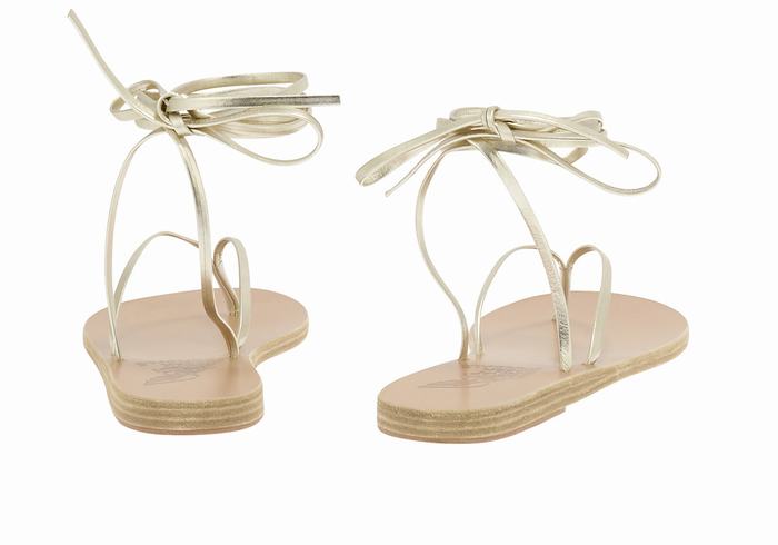 Women Ancient Greek Sandals Celia Gladiator Sandals Gold White | BDL4869LN