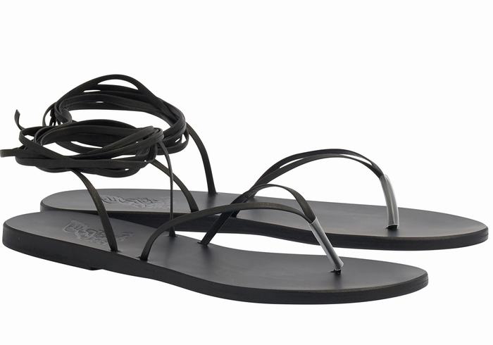 Women Ancient Greek Sandals Celia Gladiator Sandals Black | LLK444BD