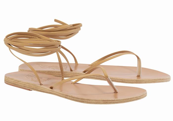 Women Ancient Greek Sandals Celia Gladiator Sandals Beige | HLK2239RE