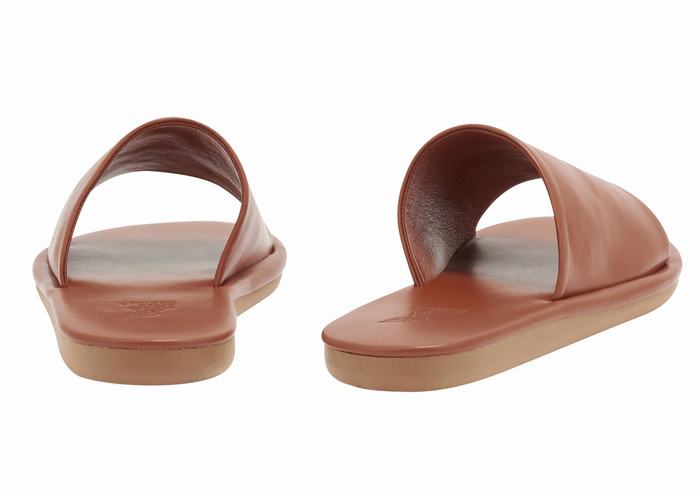 Women Ancient Greek Sandals Cerastes Slide Sandals Dark Brown | CHZ8026TQ