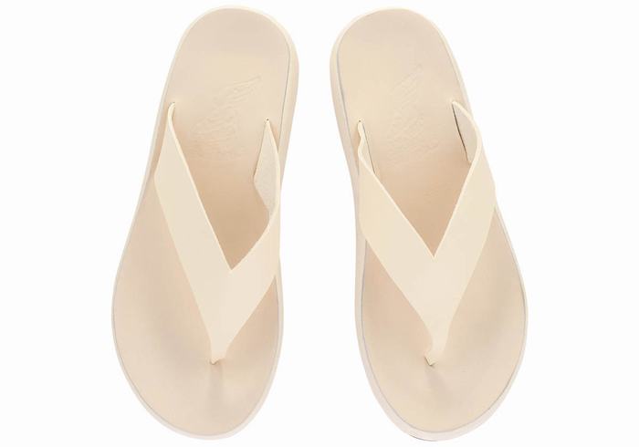 Women Ancient Greek Sandals Charys Comfort Flip Flops White | LVM1448KD