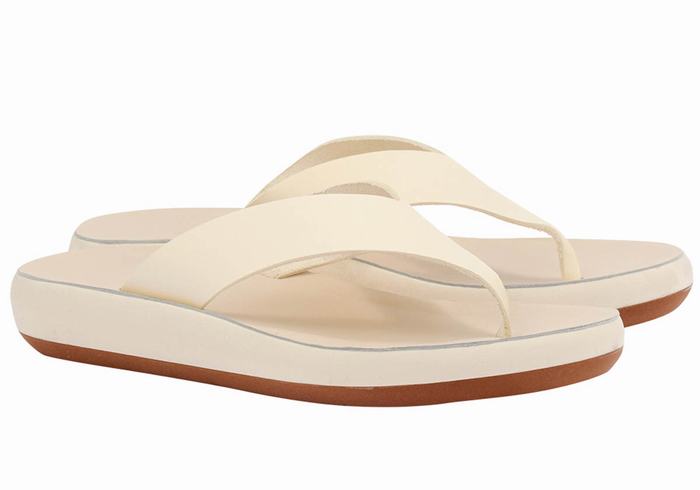 Women Ancient Greek Sandals Charys Comfort Flip Flops White | LVM1448KD