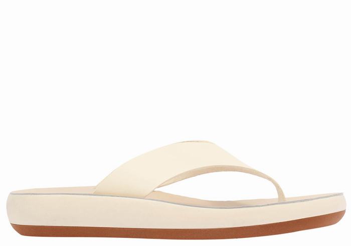 Women Ancient Greek Sandals Charys Comfort Flip Flops White | LVM1448KD