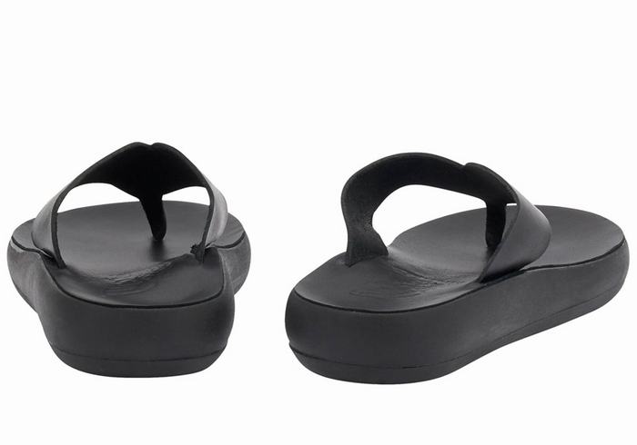 Women Ancient Greek Sandals Charys Comfort Flip Flops Black | WOM8980LV