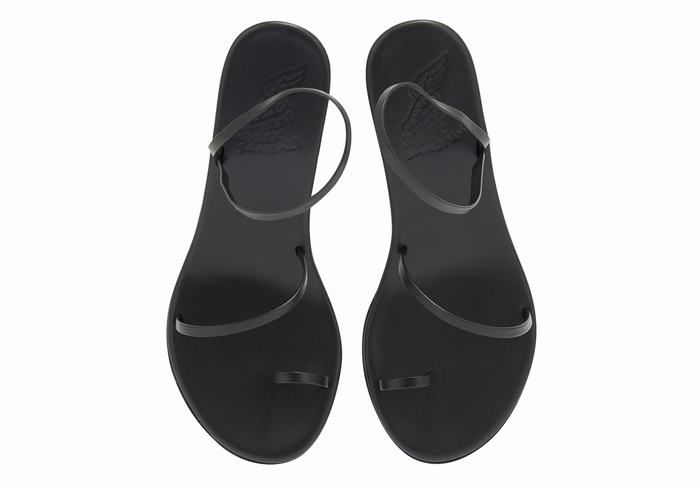 Women Ancient Greek Sandals Chora Mid Wedge Sandals Black | PZH8329CO