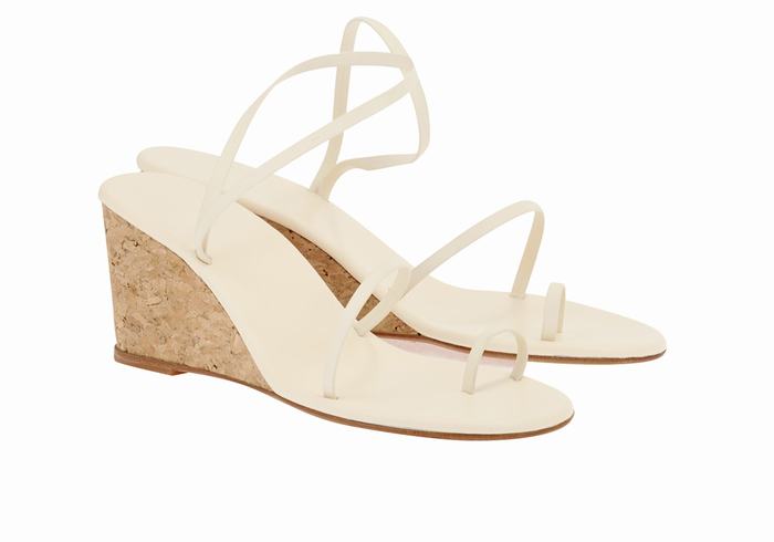 Women Ancient Greek Sandals Chora Mid Wedge Sandals White | GVX54100GG