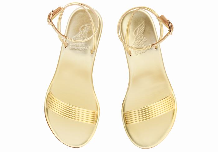 Women Ancient Greek Sandals Chrismos Wedge Sandals Gold | EIJ4484BX