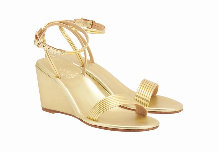 Women Ancient Greek Sandals Chrismos Wedge Sandals Gold | EIJ4484BX