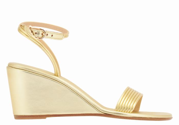 Women Ancient Greek Sandals Chrismos Wedge Sandals Gold | EIJ4484BX