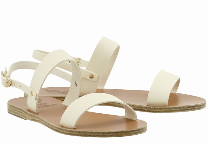 Women Ancient Greek Sandals Clio Back-Strap Sandals White | KRQ1478HL