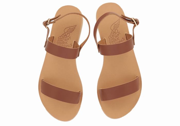 Women Ancient Greek Sandals Clio Back-Strap Sandals Dark Brown | XNE8491FE