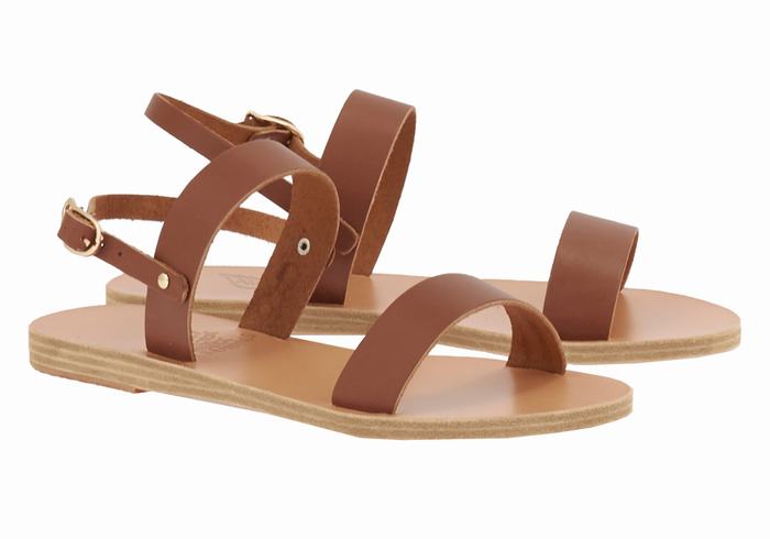 Women Ancient Greek Sandals Clio Back-Strap Sandals Dark Brown | XNE8491FE