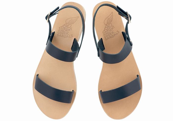 Women Ancient Greek Sandals Clio Back-Strap Sandals Dark Blue | WVU1883YX