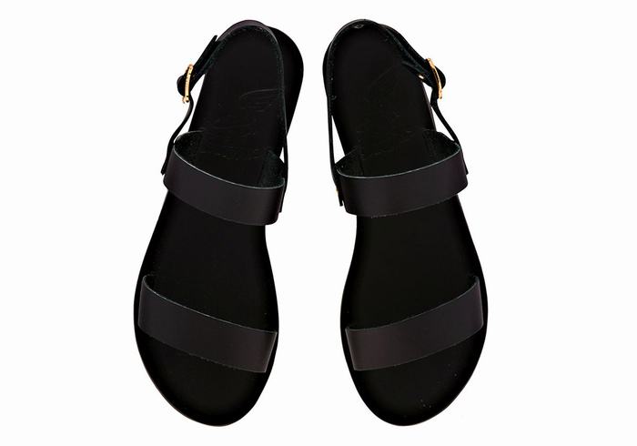 Women Ancient Greek Sandals Clio Back-Strap Sandals Black | DBJ4680JR