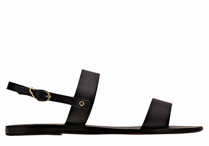 Women Ancient Greek Sandals Clio Back-Strap Sandals Black | DBJ4680JR