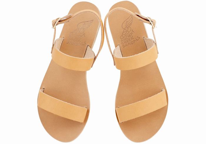 Women Ancient Greek Sandals Clio Back-Strap Sandals Beige | IAF6680HN