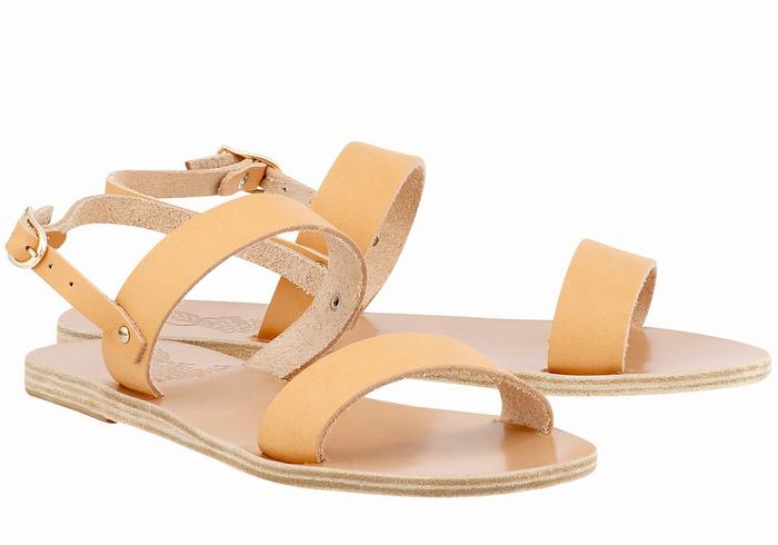 Women Ancient Greek Sandals Clio Back-Strap Sandals Beige | IAF6680HN