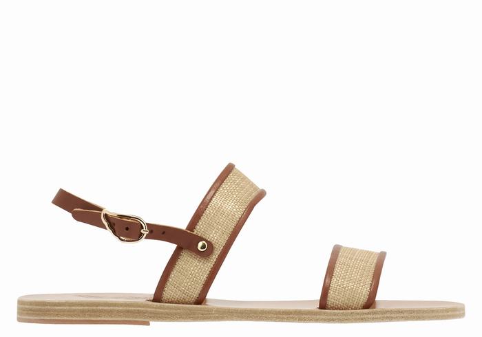 Women Ancient Greek Sandals Clio Casual Sandals Beige Brown | WOU9915AW