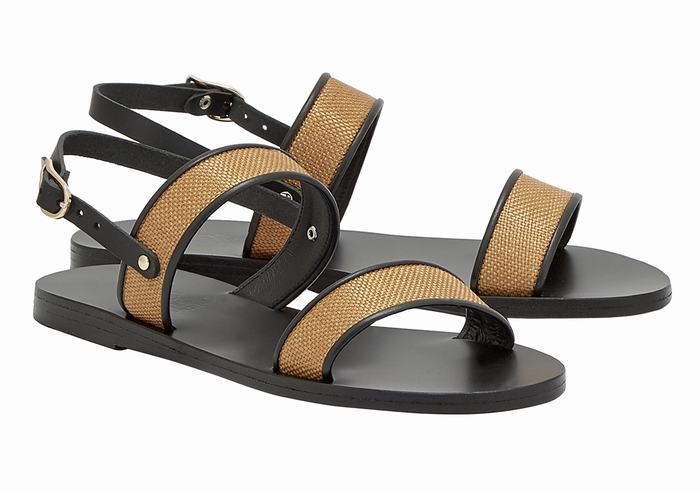 Women Ancient Greek Sandals Clio Casual Sandals Brown Black | SDK961TM