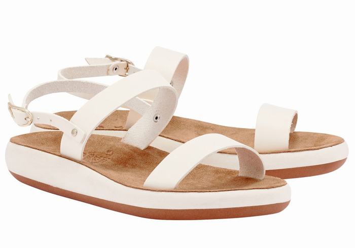 Women Ancient Greek Sandals Clio Comfort Casual Sandals White | VGI986BD