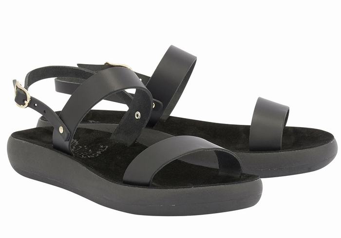 Women Ancient Greek Sandals Clio Comfort Casual Sandals Black | LBN2396GG